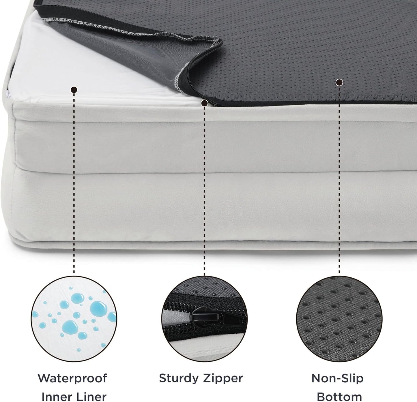 Bedsure XL Orthopedic Dog Bed for Extra Large Dogs - Washable XLarge Dog Cat Bed Waterproof, Comfort Dogs Couch Sofa with Washable Removable Cover, Pet Bed with Nonskid Bottom, Light Grey, 42"