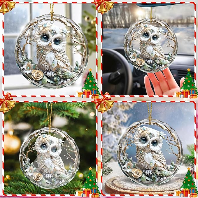 Owl Christmas Ornaments, Stained Glass Ornaments and Christmas Tree Decorations - Image 6