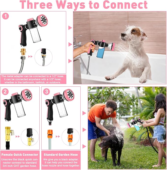 Dog Shower Attachment with 6.6FT Shower Hose, 8 Sprayer Modes Dog Washing Hose - Image 4