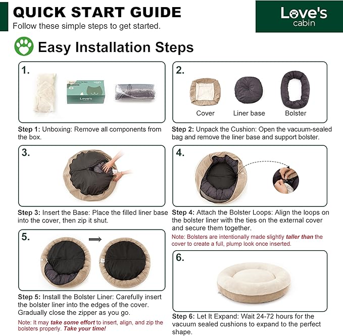 Love's cabin Round Donut Cat and Dog Cushion Bed, 24in Pet Bed - Image 3