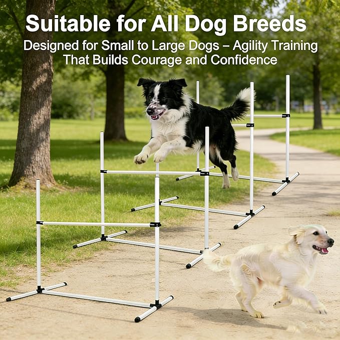 4 PCS Dog Agility Course Equipment, Adjustable Jump Bars Obstacle Training - Image 2