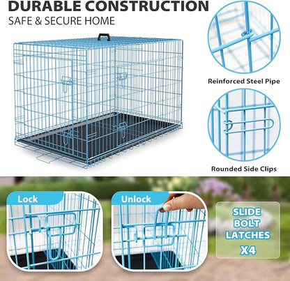 BestPet | Dog Crate | 36" | Blue | Foldable Metal Kennel - Image 4