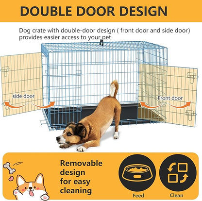 FDW Dog Crate for Medium Dogs 36 Inch Folding Metal WirePet Cage Double Door - Image 4