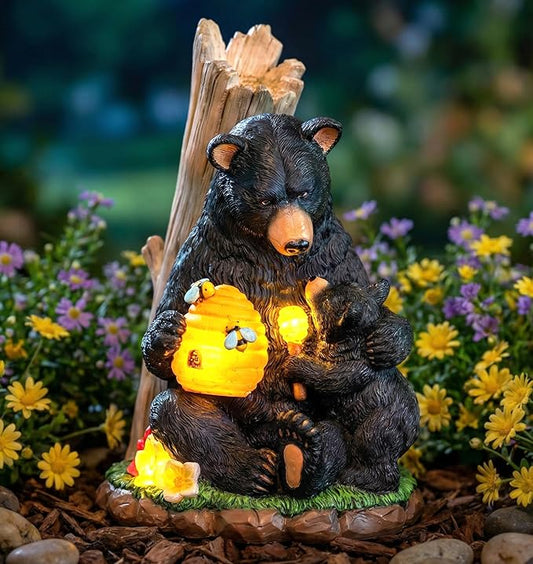 C&Y&G&X Solar Black Bear Garden Statue by CYGX
