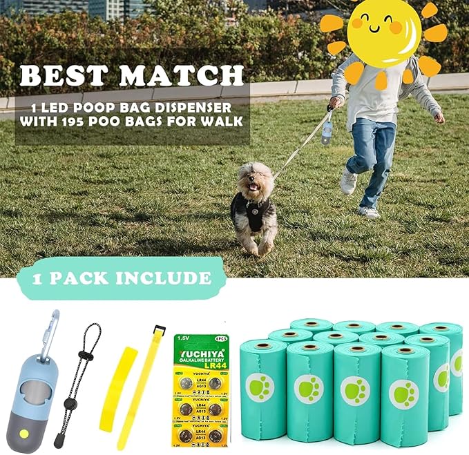 Dog Poop Bags Holder with LED Flashlight|Pet Waste Bags Dispenser - Image 4