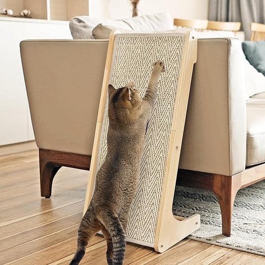 PETKARAY L Shape Cat Scratcher, Sisal Scratching Ramp, Chevron Scratching Pad by PETKARAY