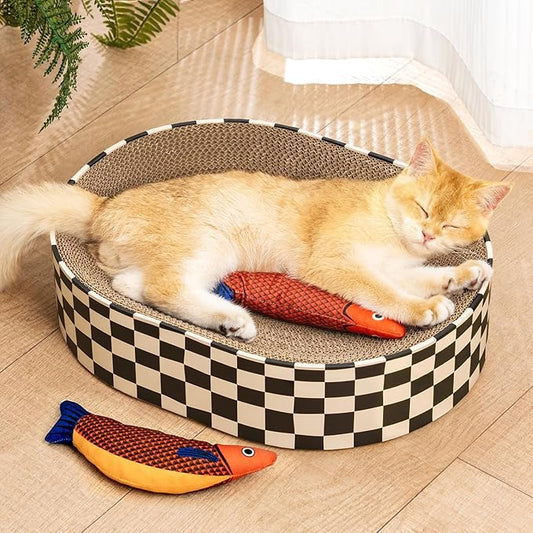Conlun Cat Scratcher Bed, 2 in 1 Oval Cat Scratching Board by Conlun