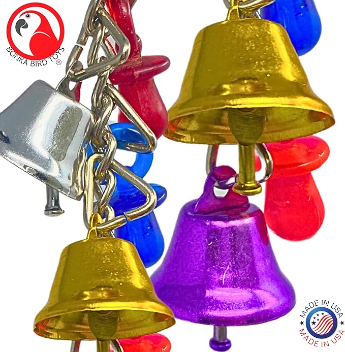 Bonka Bird Toys 1107 Jingle Bells 6" x 2" Acrylic and Metal Hanging Toy - Image 5