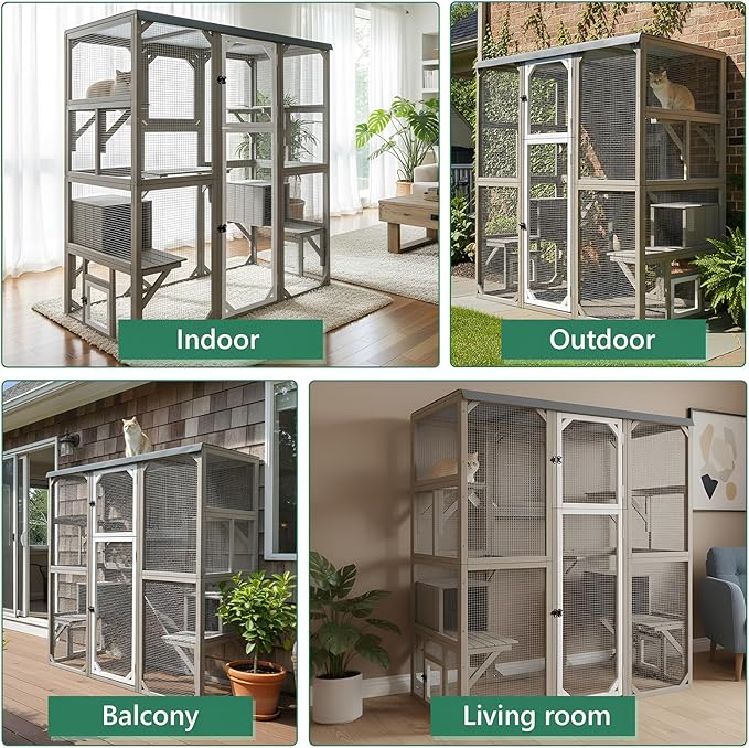 Large Outdoor Cat Catio Enclosures, Wooden Catio Window Cat Patio - Image 6