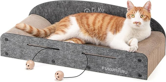 FUKUMARU 26 Inch Large Cat Scratcher Bed, 2 Reversible Cardboard Cat Scratch by FUKUMARU
