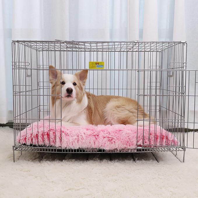 Vonabem XL Dog Bed Large Crate Pad, Washable Pink Pet Beds, Deluxe Plush Soft - Image 4
