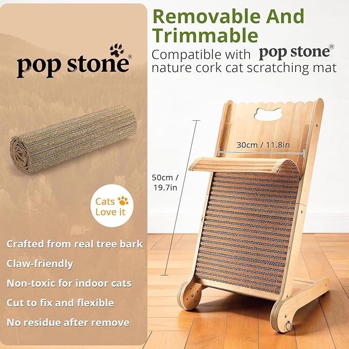4-in-1 Adjustable Cat Scratch Pad, Nature Cork Scratching mat, 32 inch Foldable - Image 6