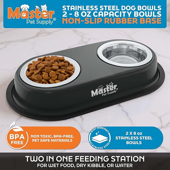 Master Pet Supply Double Dog Bowls Set - Image 2