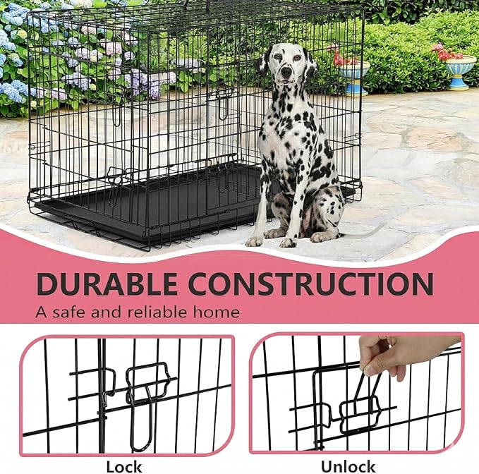 FDW 45 Inch Dog Crate for Large Dogs, Folding Metal Cage - Image 3
