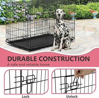 FDW 45 Inch Dog Crate for Large Dogs, Folding Metal Cage - Image 3