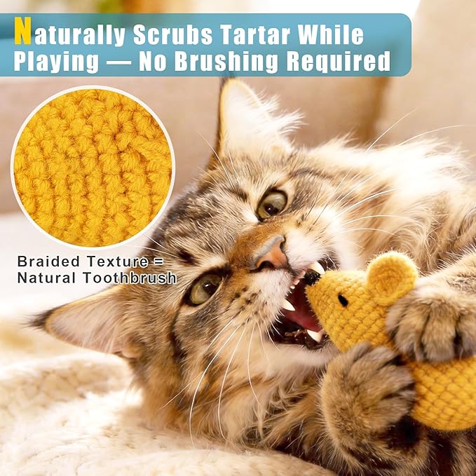 Retro Shaw Catnip Toys Crochet Mice Cat Toys, Stuffed - Image 4