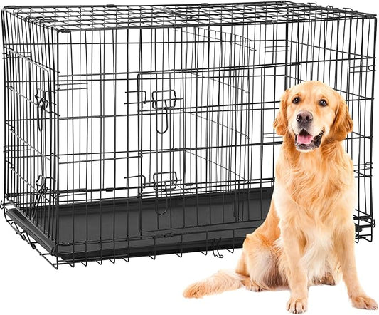 BestPet | 42" Dog Crate | Black | Foldable Metal Kennel by BestPet