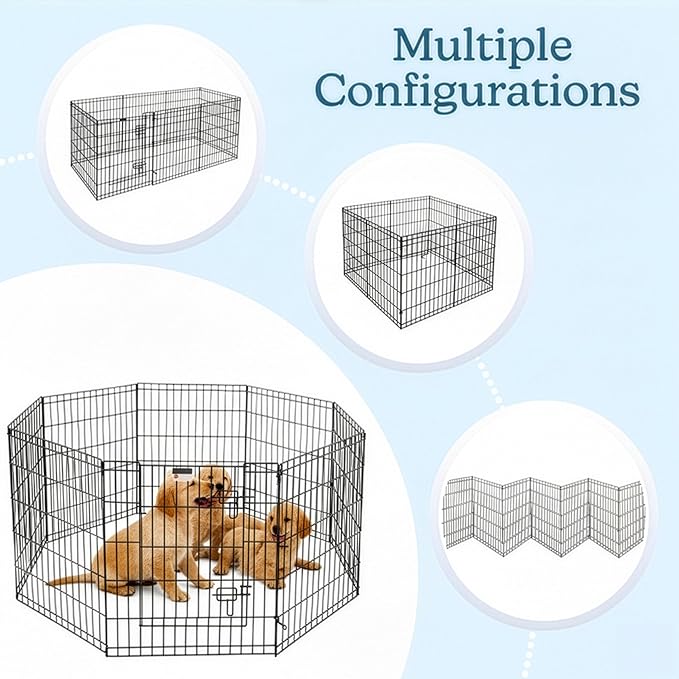 Dog Playpen - Foldable Metal Exercise Puppy Play Pen - Indoor/Outdoor Pen with - Image 7