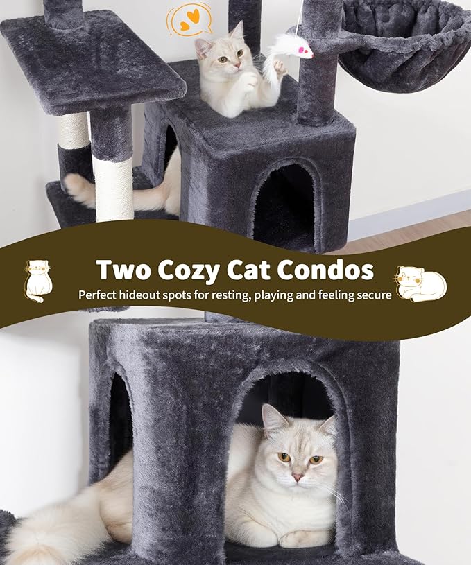 AMHANCIBLE 70 Inch Cat Tree for Large Cats, Tall Heavy Duty Kitty Playhouse - Image 3