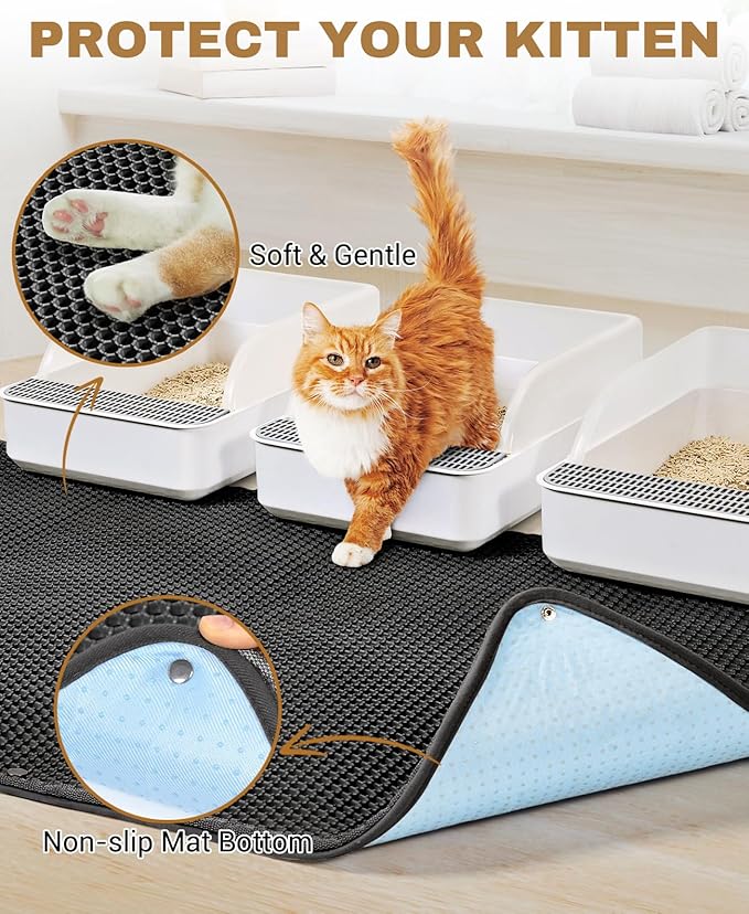 Fostanfly Cat Litter Mat, Extra Large XL Honeycomb Scatter Control, Urine & - Image 4