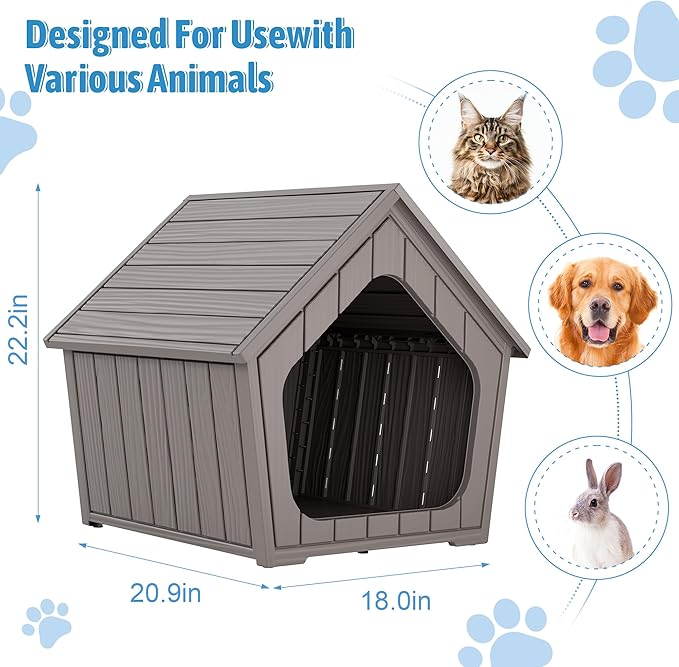 Large Dog House Outdoor Indoor for Medium Large Dogs, Durable Plastic - Image 3