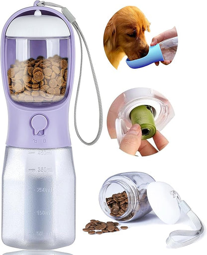 Dog Water Bottle with Food Container, Portable Pet Dog Water Dispenser by AVELORA