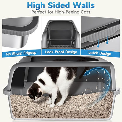 2 Pack Stainless Steel Cat Litter Box - Image 2