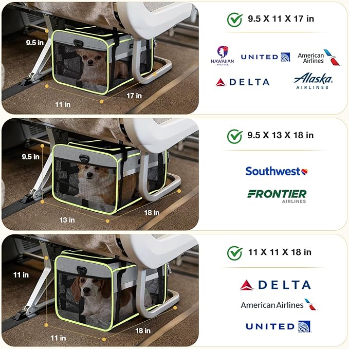 Lekereise Top-Expandable Pet Carrier 18x11x11Inch Delta American United Airline - Image 2