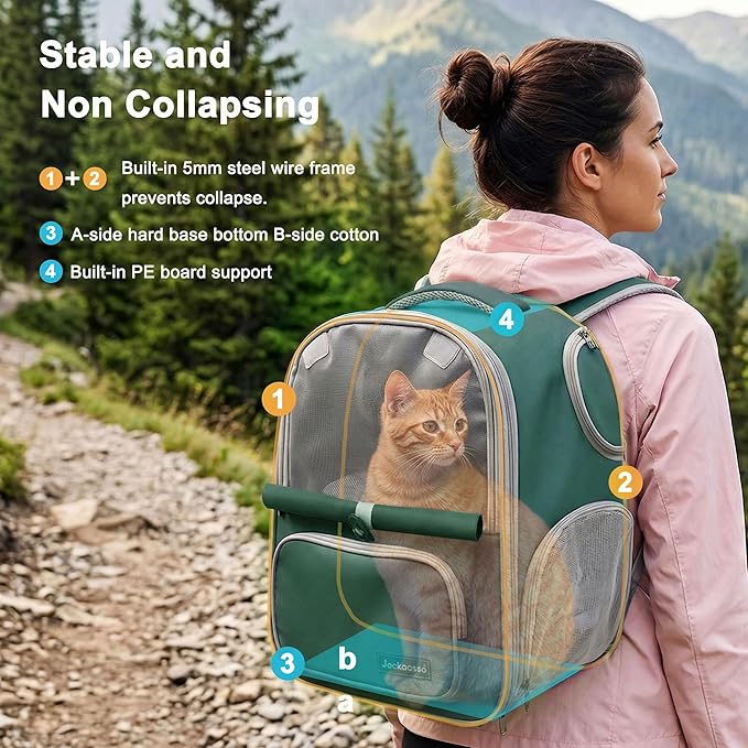 Cat Backpack Carrier Expandable, Breathable Mesh & Lockable Zippers & Shaded - Image 6