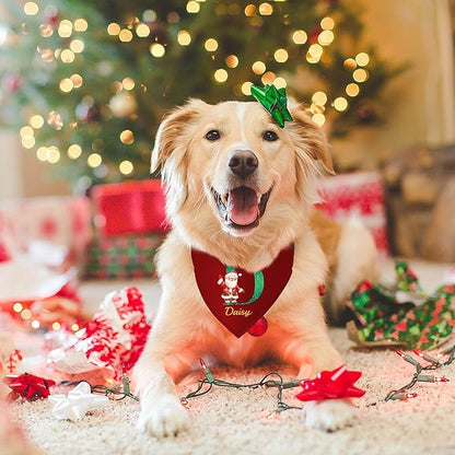 Personalized Christmas Dog Bandanas Letter Name Custom Neckwear Dog Scarf - Image 7