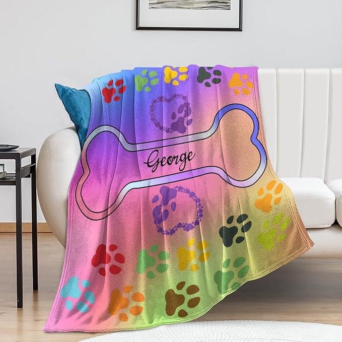 Personalized Paw Print Dog Blanket - Image 5