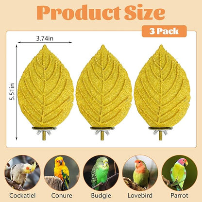 3 Pcs Bird Perch Resin Bird Beak Grinding Stone Leaf Shape Perch Stand Foot - Image 3