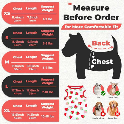 PETCARE Cartoon Dog Shirts for Small Dogs Cute Dog Clothes Red Strawberry - Image 2