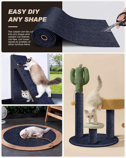 VIVOYAN 78.7"x15.8" Cat Scratch Mat, Trimmable Self-Adhesive Carpet, DIY Climb - Image 4