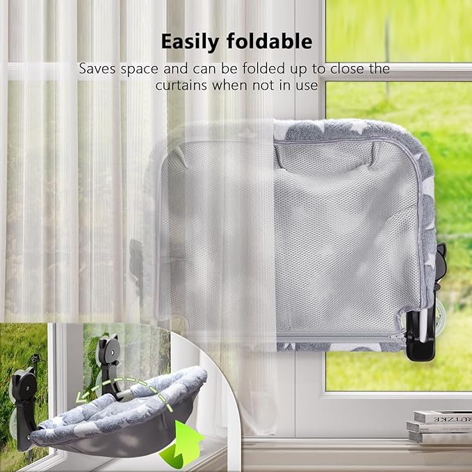 JUNSPOW Cat Window Perch Cordless, Glow in The Dark & Stable Cat Beds- - Image 5