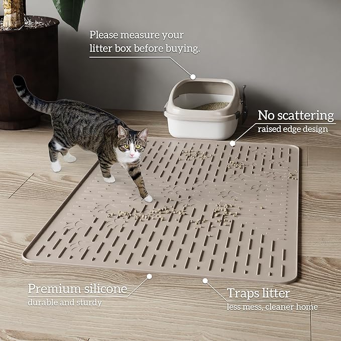 OHMO Cat Litter Mat XXL Trapping Mat Premium Silicone Rubber 37.5x25.2 - Image 8