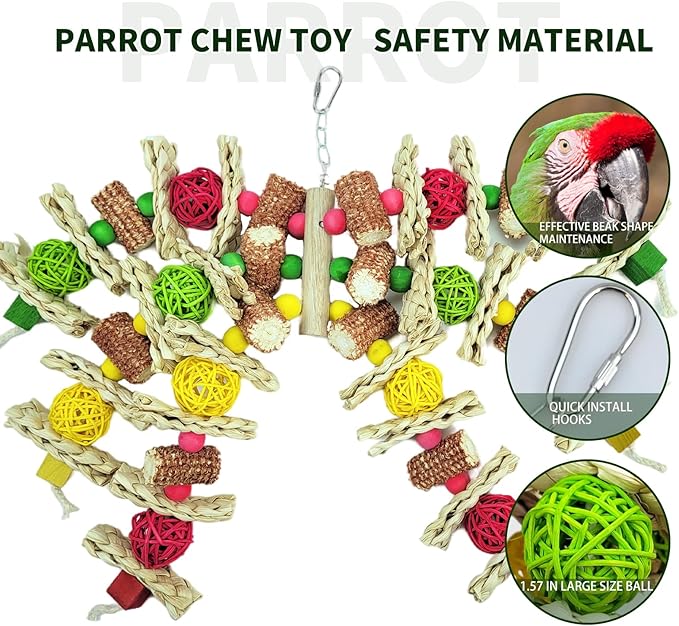 Cokliomc Parrot Toys, Natural Corncob Bird Chew Toys - Image 2