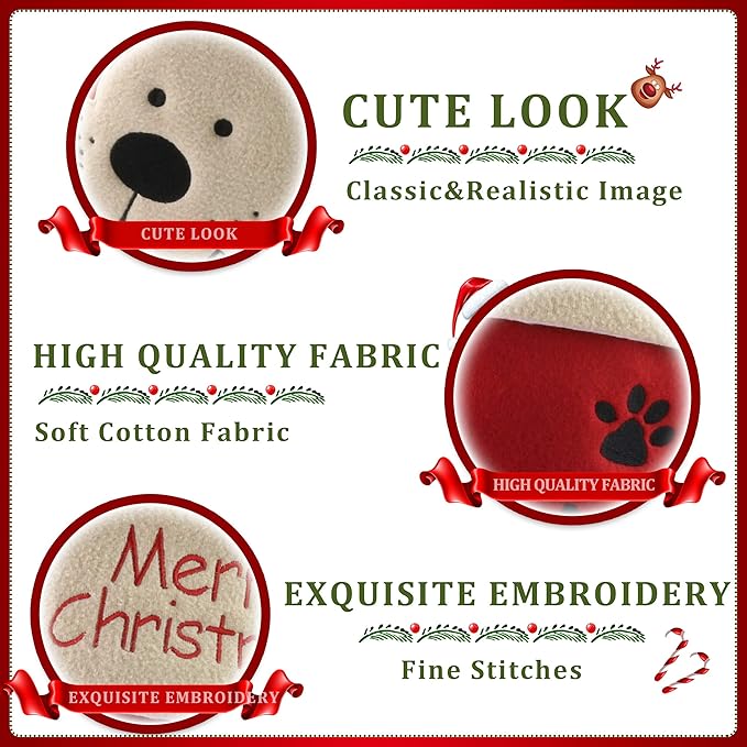 WEWILL 18’’ Dog Felt Christmas Stockings Paws Embroidered - Image 6