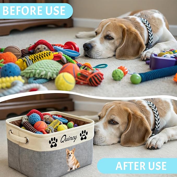 Personalized Dog Toy Storage Basket Bin - Image 5