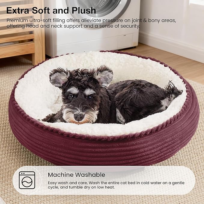 Love's cabin Round Donut Cat and Dog Cushion Bed, 24in Pet Bed - Image 7