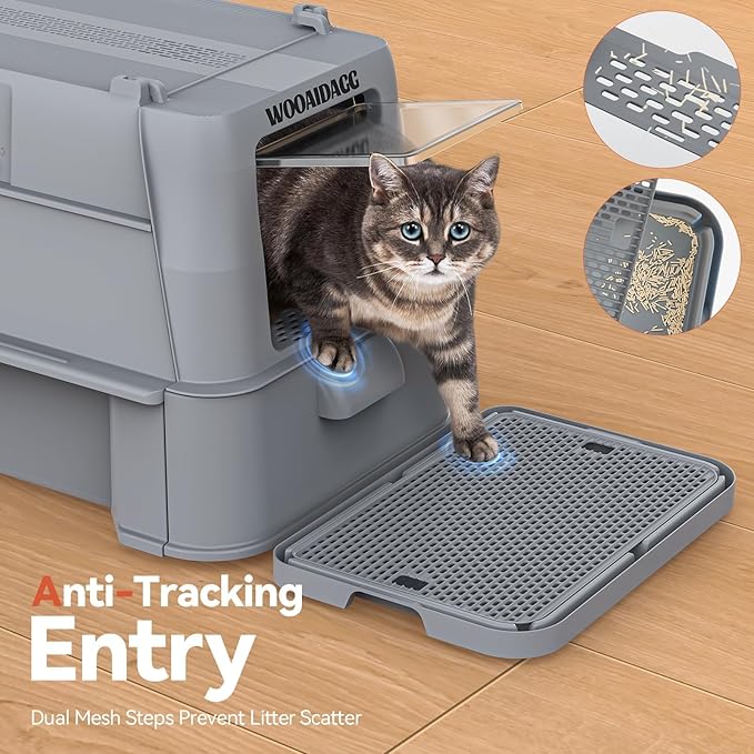 Wooaidagg Enclosed Stainless Steel Cat Litter Box - Image 7