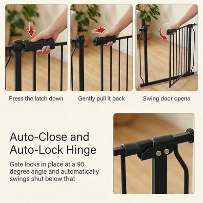 Extra Wide Baby Dog Gates for Doorways Tension Indoor Safety Gates Black Metal - Image 5