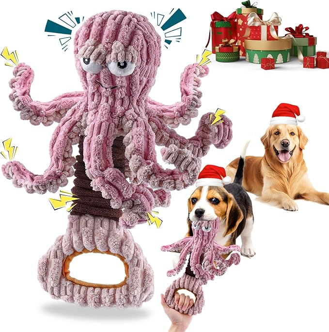 YZHDUXIU Squeaky Dog Toys, Octopus Dog Toy Interactive Tug of War Puppy Toy to by Yzhduxiu