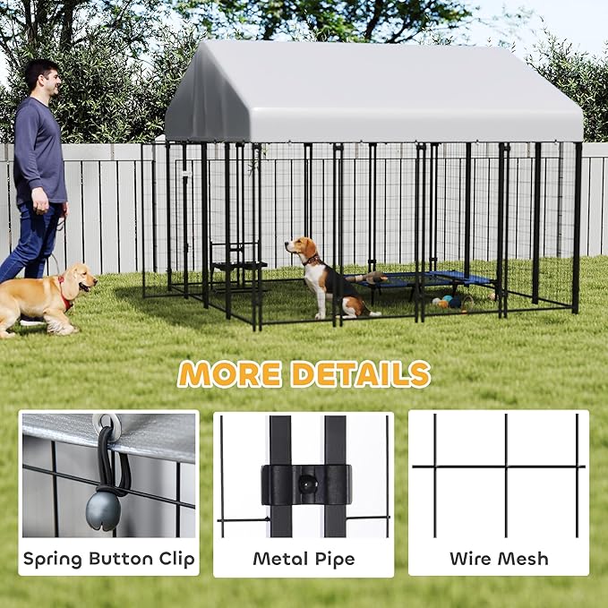 PawHut Outdoor Dog Kennel with Roof, UV-Resistant & Waterproof Cover, - Image 5