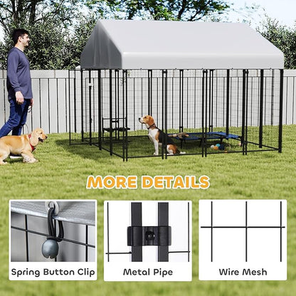 PawHut Outdoor Dog Kennel with Roof, UV-Resistant & Waterproof Cover, - Image 5