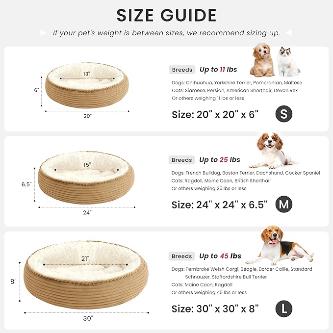 Love's cabin Round Donut Cat and Dog Cushion Bed, 24in Pet Bed - Image 4