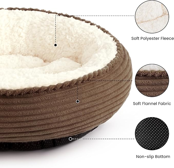 Love's cabin Round Donut Cat and Dog Cushion Bed, 24in Pet Bed - Image 2