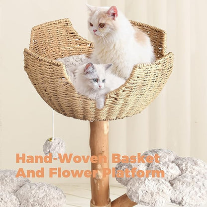 Easyego Modern Cat Tree, 43.3" Aesthetic Wood Cat Tree Tower - Image 4