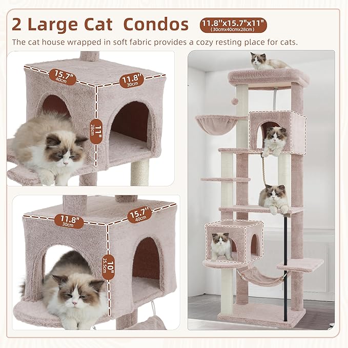 Gitelsnour Cat Tree for Indoor Cats Large Adult, 70.5'' Cat Tower - Image 2