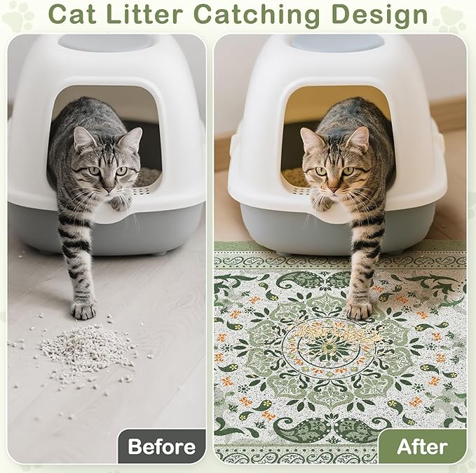 Unicorn Catcher Cat Litter Mat 24" x 15" Non-Slip Litter Box Mat Washable - Image 2